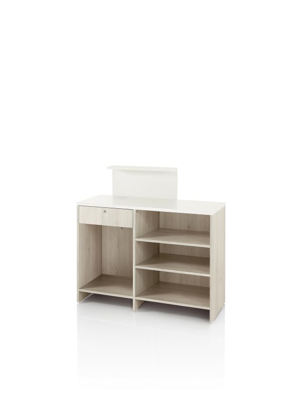 VISTA CONSOLLE NATURAL BANCO RECEPTION LARICE NATURALE E LARICE BIANCO CM 115X45X110/115 H