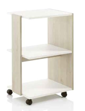 TROLLEY NATURAL SPA CARRELLO LARICE NATURALE E LAMINATO BIANCO CM 50X40X80 H