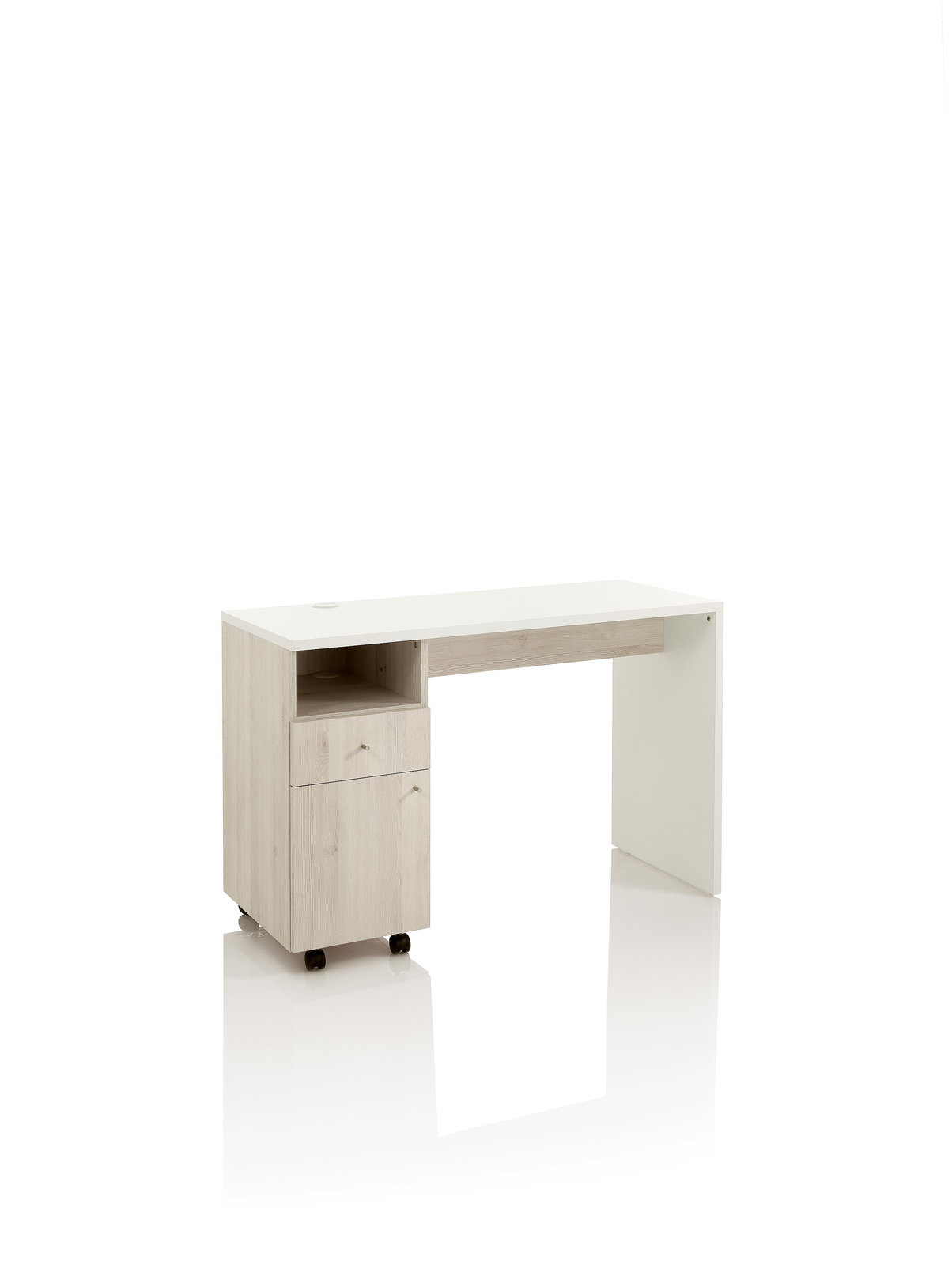 LEONARDO TAVOLO MANICURE LARICE NATURALE E LAMINATO BIANCO CM 120X50X80 H