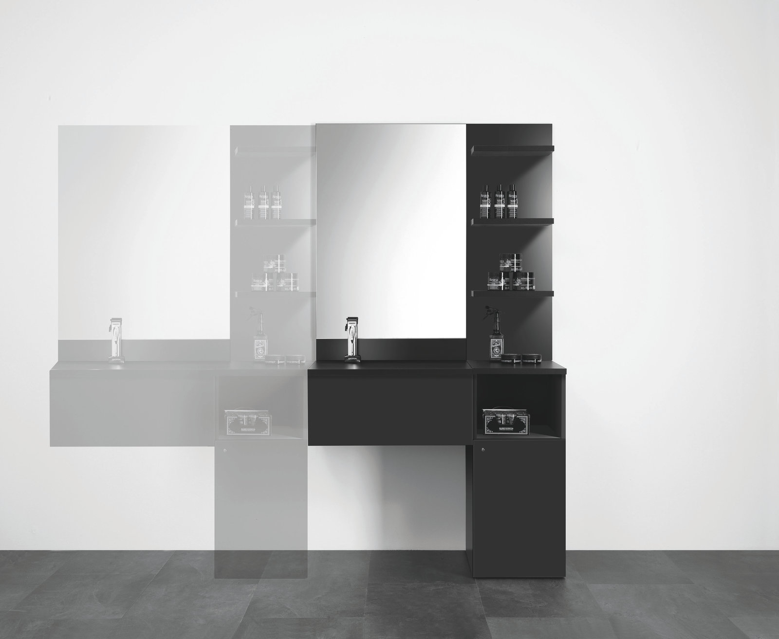 BARBER STATION LIGHT BLACK
Mobile da barbiere laminato 
nero