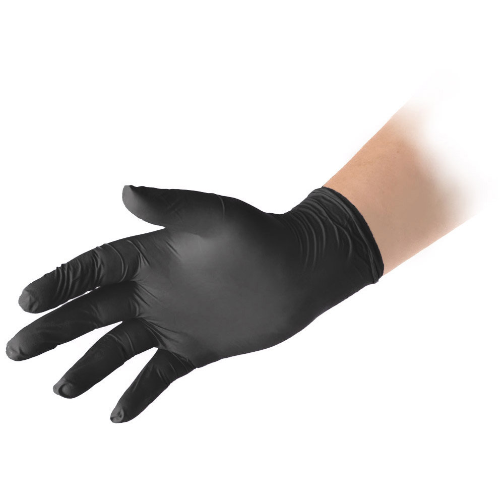 Guanti neri in nitrile taglia XS dispenser 100pz - 10 scatole Biosoft pf black
