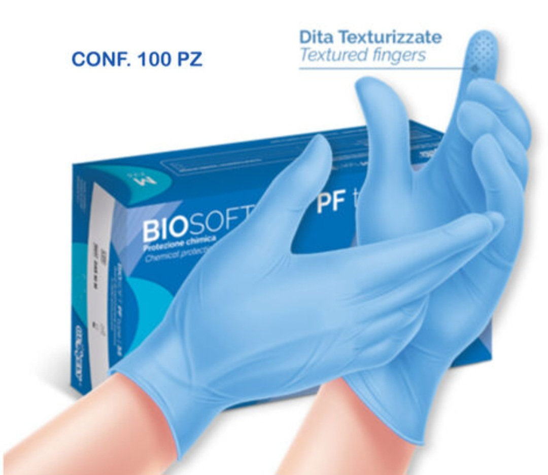 Guanti celesti da esaminazione  in nitrile (100 pz. a conf. - 10 conf.) taglia S
Biosoft pf type 35